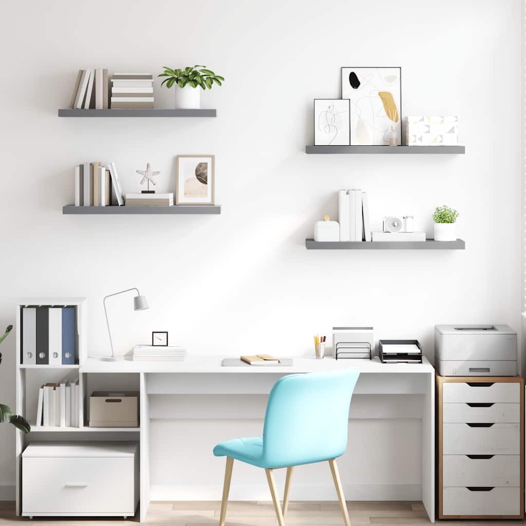 Scaffali a Parete 4 pz Grigi 80x23,5x3,8 cm in MDF | homemem39