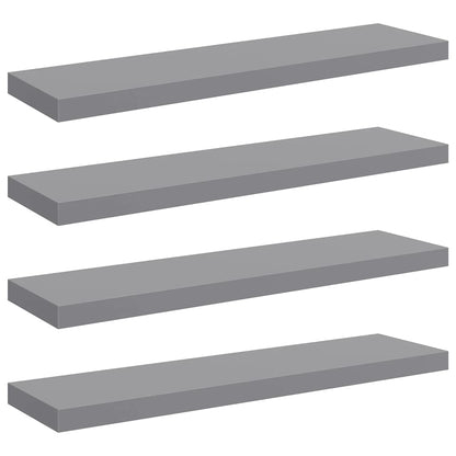 Scaffali a Parete 4 pz Grigi 90x23,5x3,8 cm in MDF | homemem39