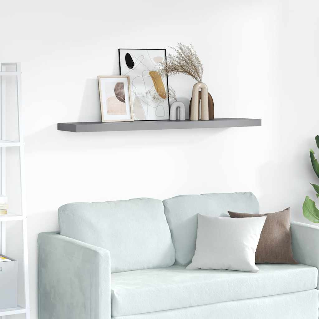 Scaffale a Parete Grigio 120x23,5x3,8 cm in MDF | homemem39