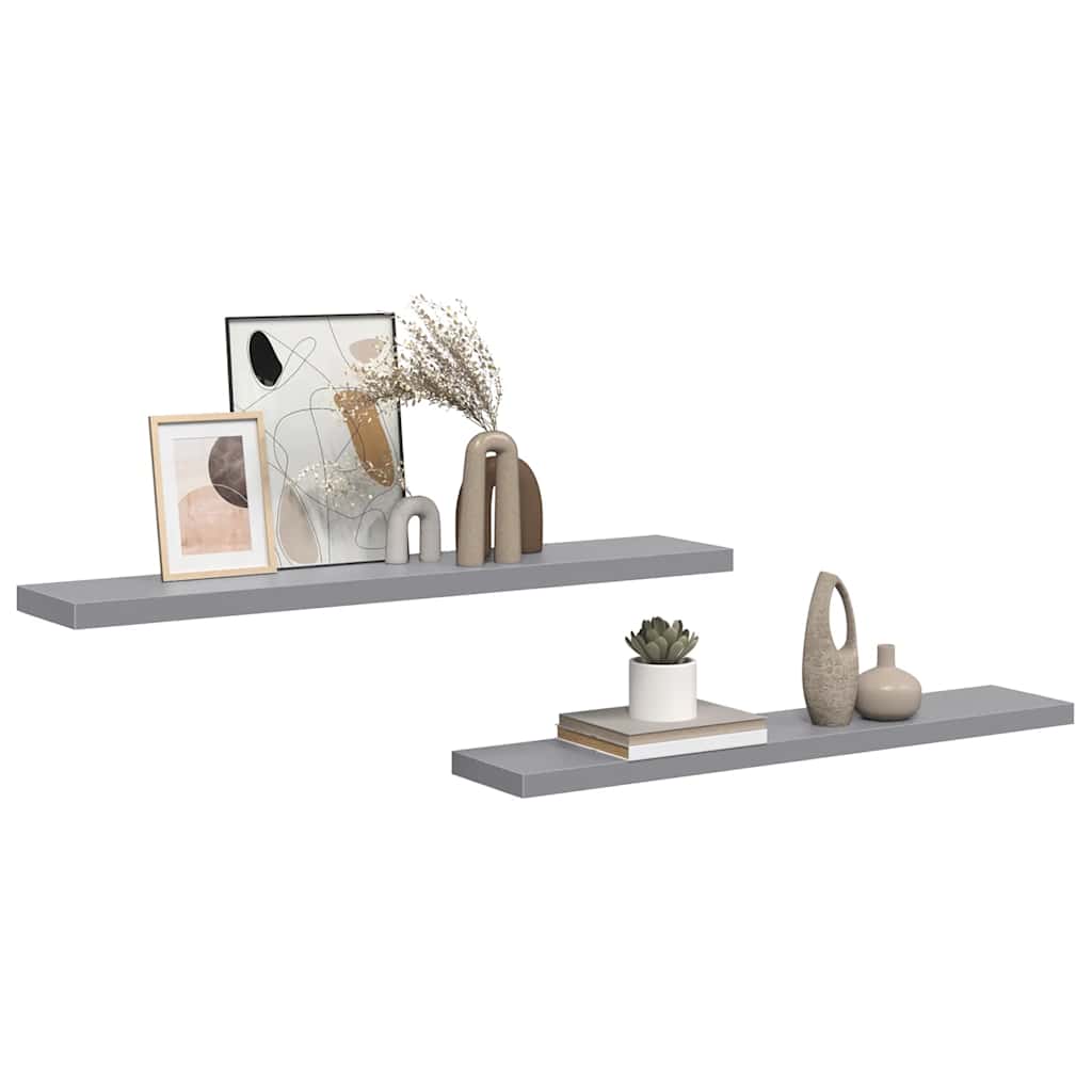 Scaffali a Parete 2 pz Grigi 120x23,5x3,8 cm in MDF | homemem39