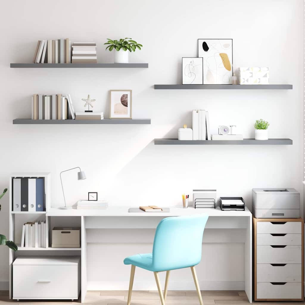 Scaffali a Parete 2 pz Grigi 120x23,5x3,8 cm in MDF | homemem39