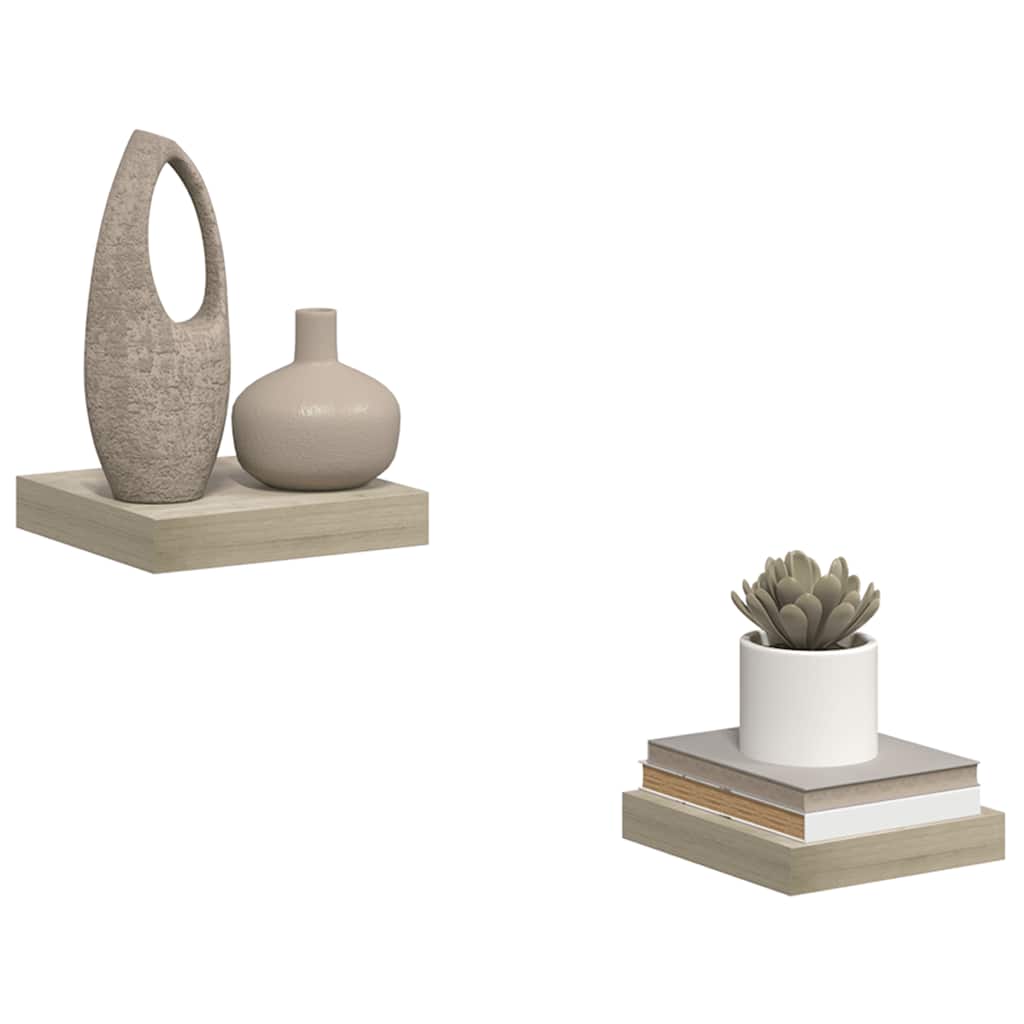 Scaffali a Parete 2 pz Rovere 23x23,5x3,8 cm in MDF | homemem39