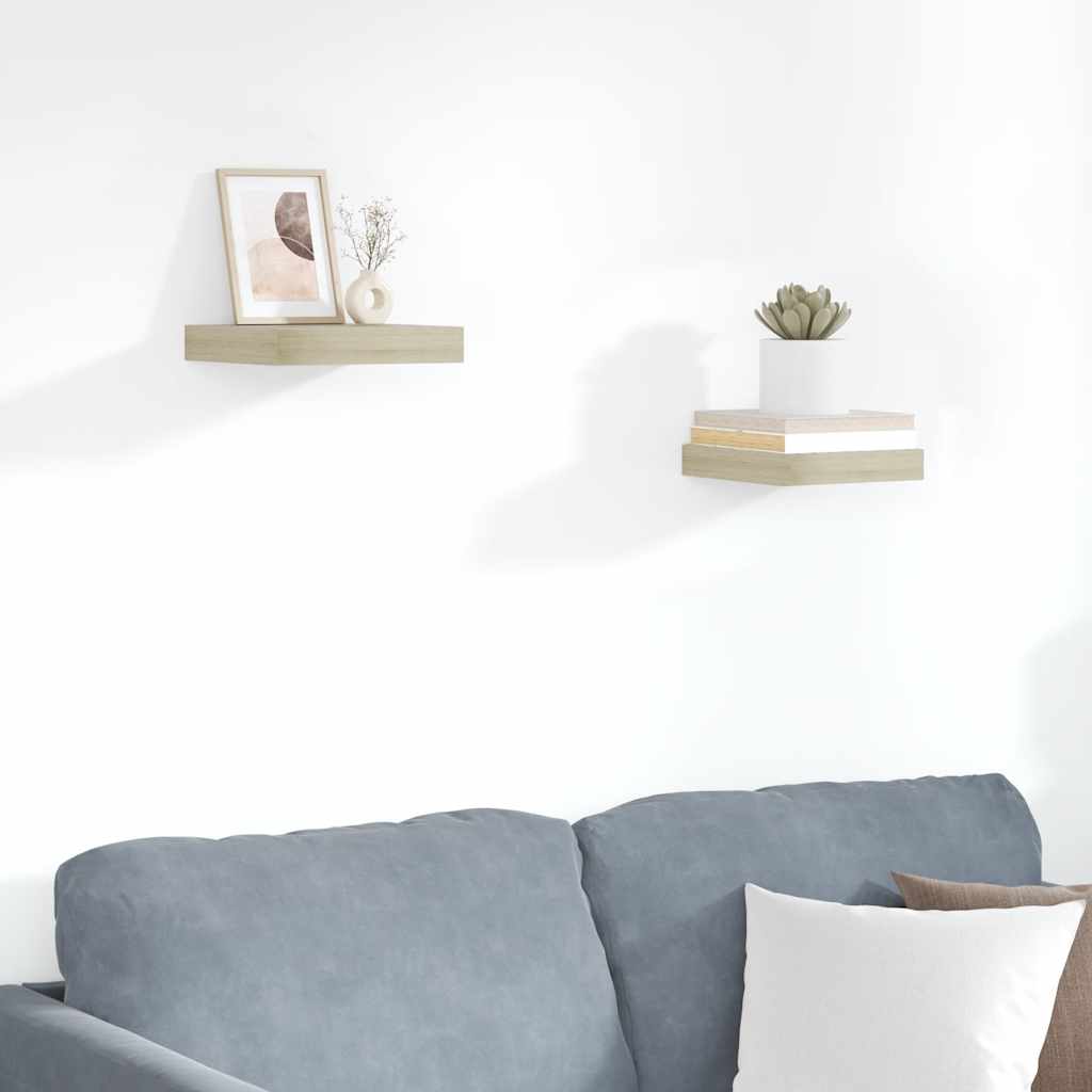 Scaffali a Parete 2 pz Rovere 23x23,5x3,8 cm in MDF