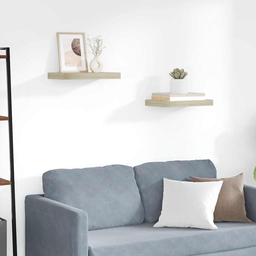Scaffali a Parete 2 pz Rovere 40x23,5x3,8 cm in MDF | homemem39
