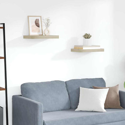 Scaffali a Parete 2 pz Rovere 40x23,5x3,8 cm in MDF