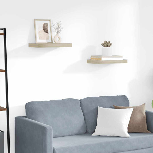Scaffali a Parete 2 pz Rovere 40x23x3,8 cm in MDF