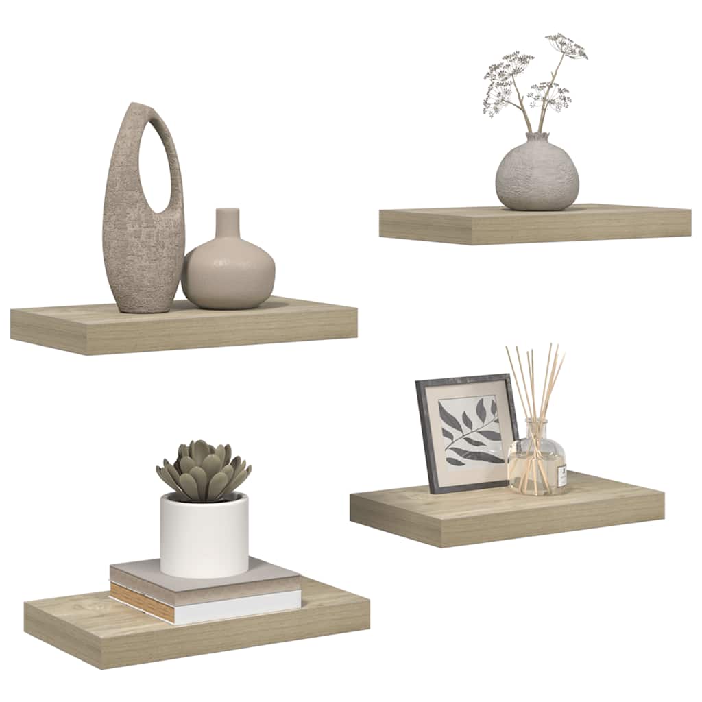 Scaffali a Parete 4 pz Rovere 40x23,5x3,8 cm in MDF | homemem39