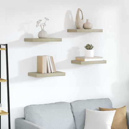 Scaffali a Parete 4 pz Rovere 40x23,5x3,8 cm in MDF
