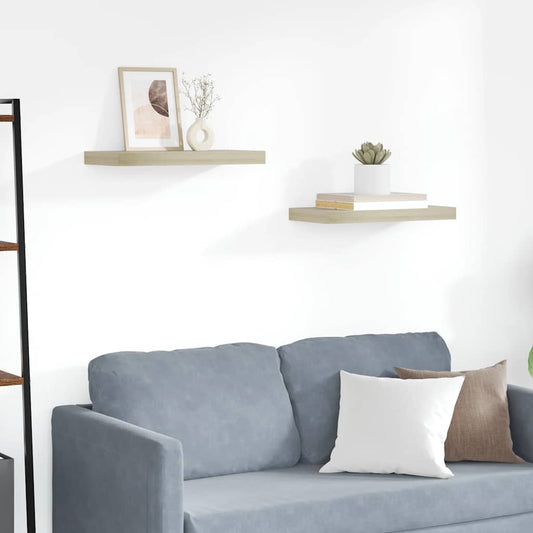 Scaffali a Parete 2 pz Rovere 50x23,5x3,8 cm in MDF | homemem39