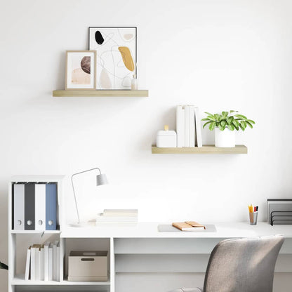 Scaffali a Parete 2 pz Rovere 60x23,5x3,8 cm in MDF | homemem39