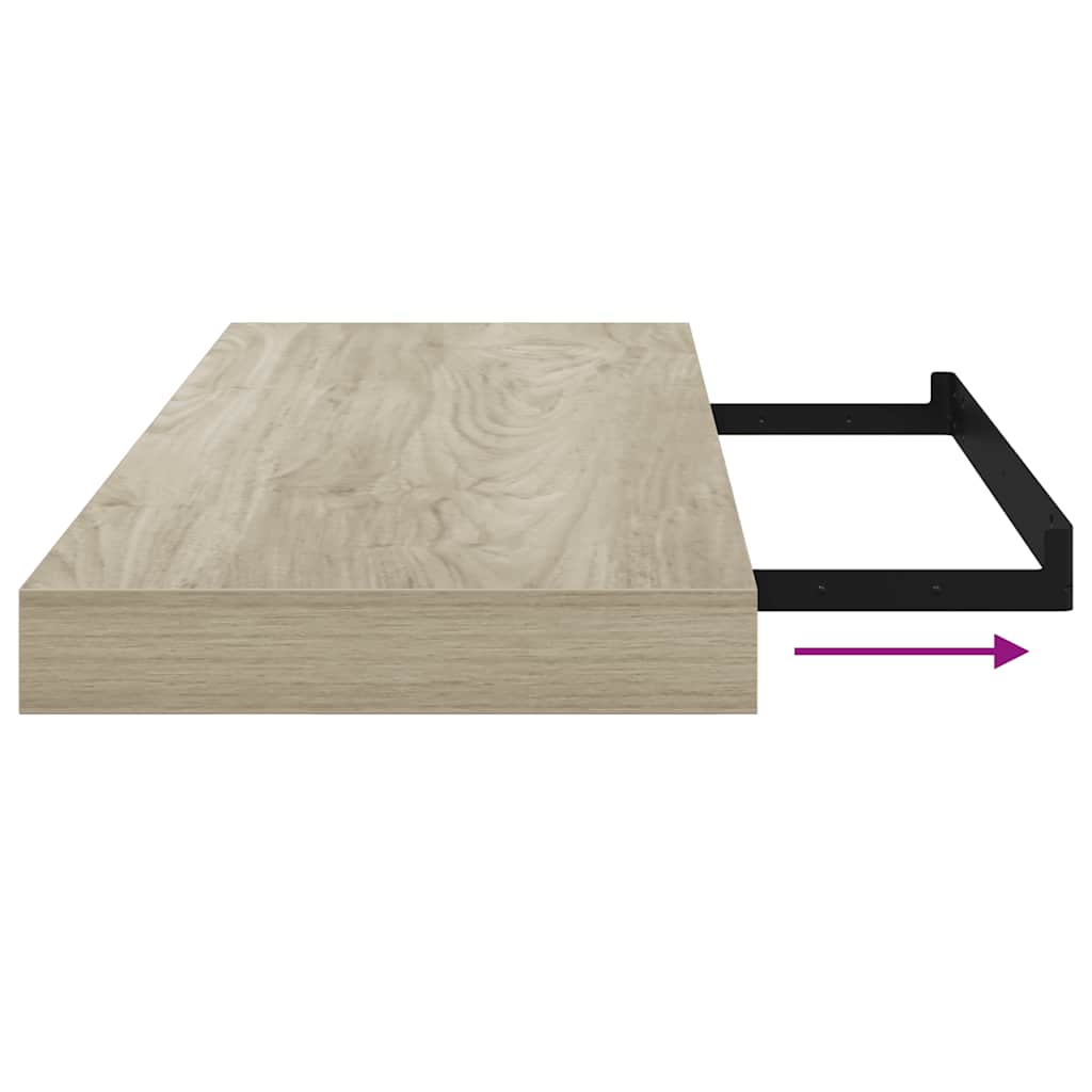 Scaffali a Parete 2 pz Rovere 60x23,5x3,8 cm in MDF | homemem39