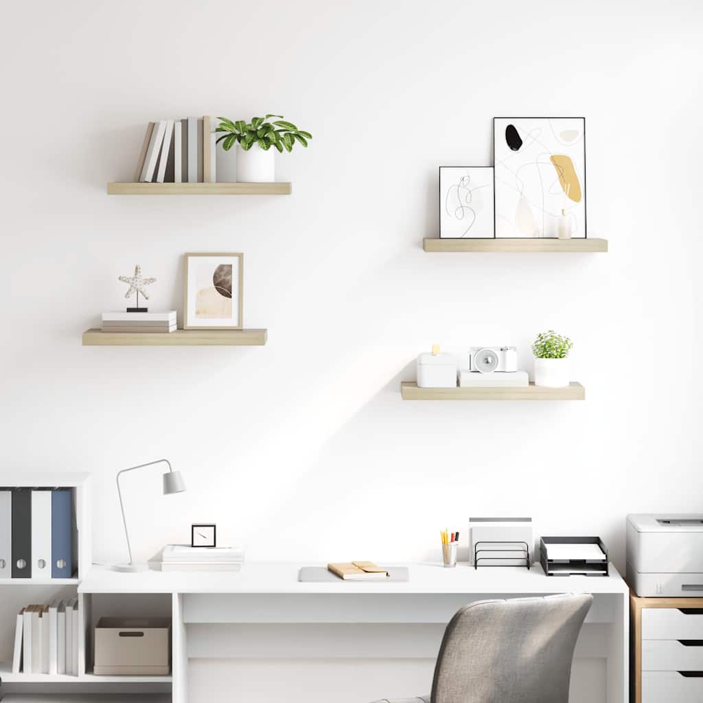 Scaffali a Parete 4 pz Rovere 60x23,5x3,8 cm in MDF | homemem39