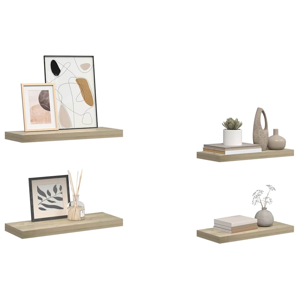 Scaffali a Parete 4 pz Rovere 60x23,5x3,8 cm in MDF | homemem39