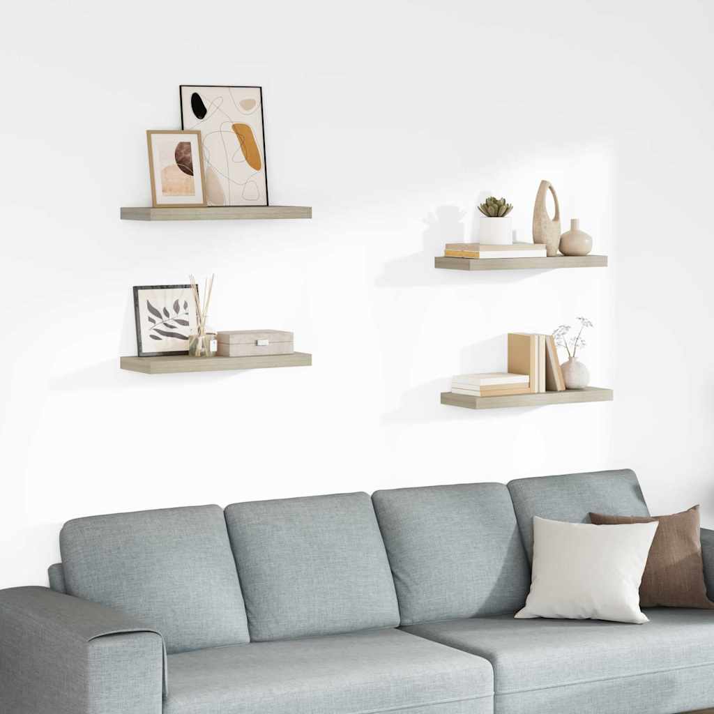 Scaffali a Parete 4 pz Rovere 60x23,5x3,8 cm in MDF | homemem39