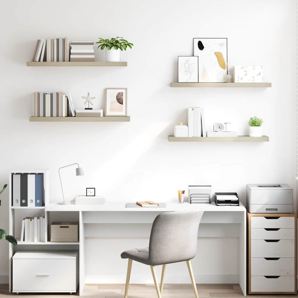 Scaffali a Parete 4 pz Rovere 90x23,5x3,8 cm in MDF | homemem39