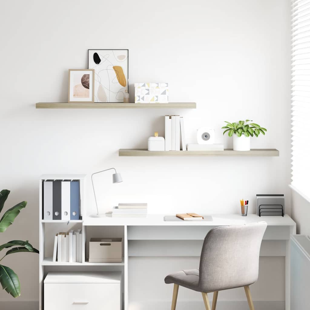 Scaffali a Parete 2 pz Rovere 120x23,5x3,8 cm in MDF | homemem39