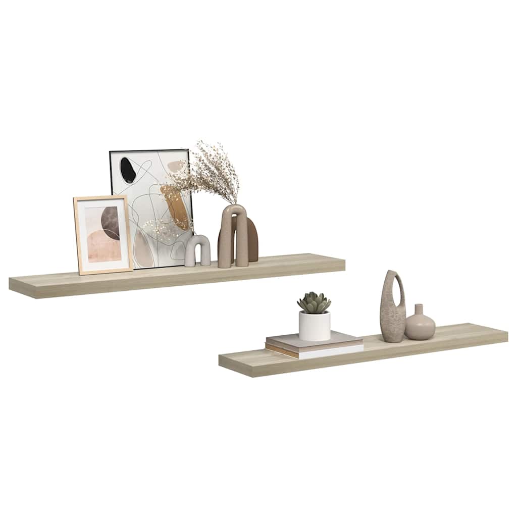 Scaffali a Parete 2 pz Rovere 120x23,5x3,8 cm in MDF | homemem39
