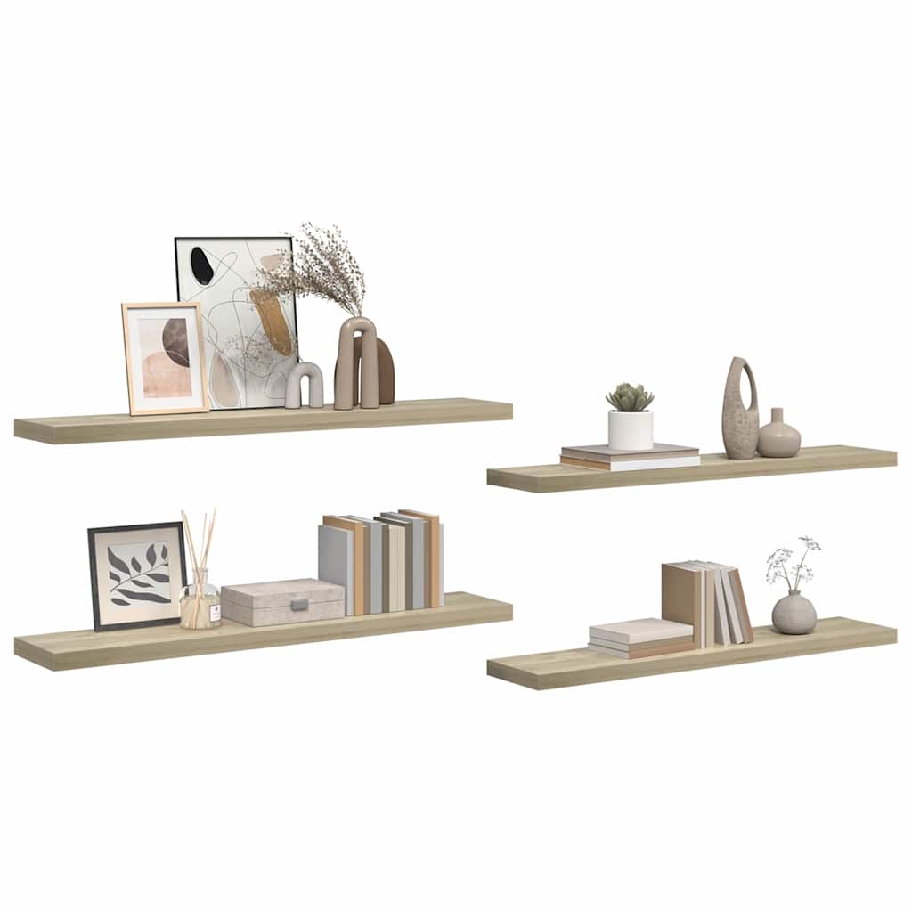 Scaffali a Parete 4 pz Rovere 120x23,5x3,8 cm in MDF | homemem39