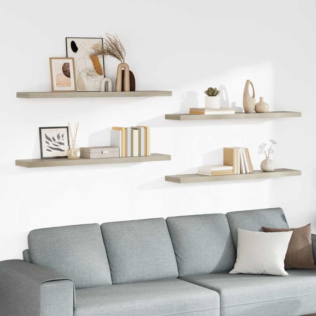 Scaffali a Parete 4 pz Rovere 120x23,5x3,8 cm in MDF | homemem39