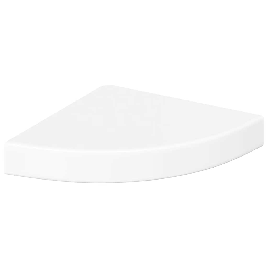 Mensola angolare sospesa bianco lucido 25x25x3,8 cm MDF | homemem39