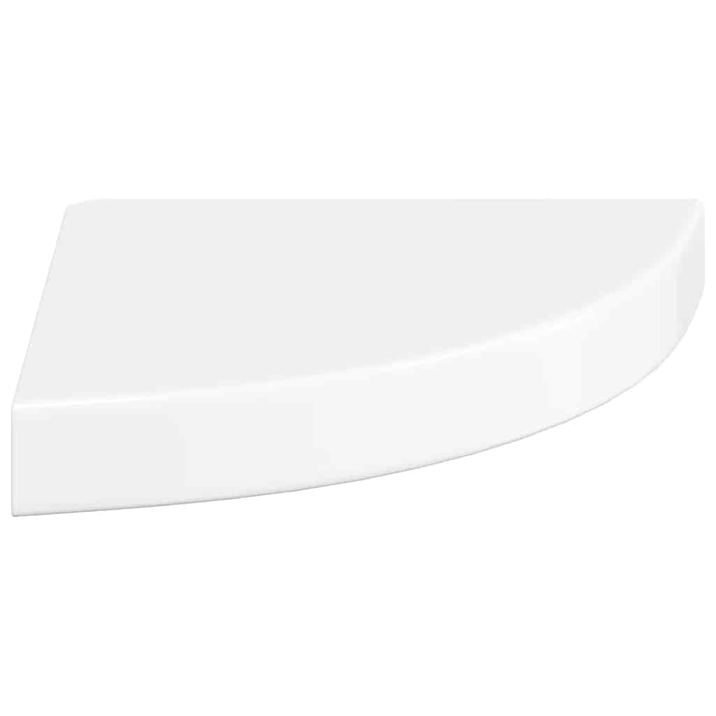 Mensola angolare sospesa bianco lucido 25x25x3,8 cm MDF | homemem39