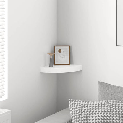 Mensola angolare sospesa bianco lucido 25x25x3,8 cm MDF | homemem39