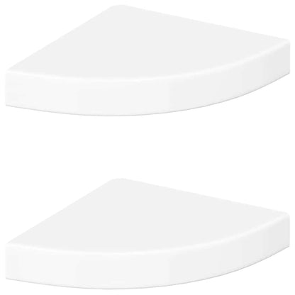 Mensole Angolari Sospese 2 pz Bianco Lucido 25x25x3,8 cm MDF | homemem39
