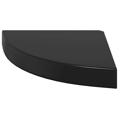 Scaffale Angolare a Parete Nero Lucido 25x25x3,8 cm in MDF | homemem39
