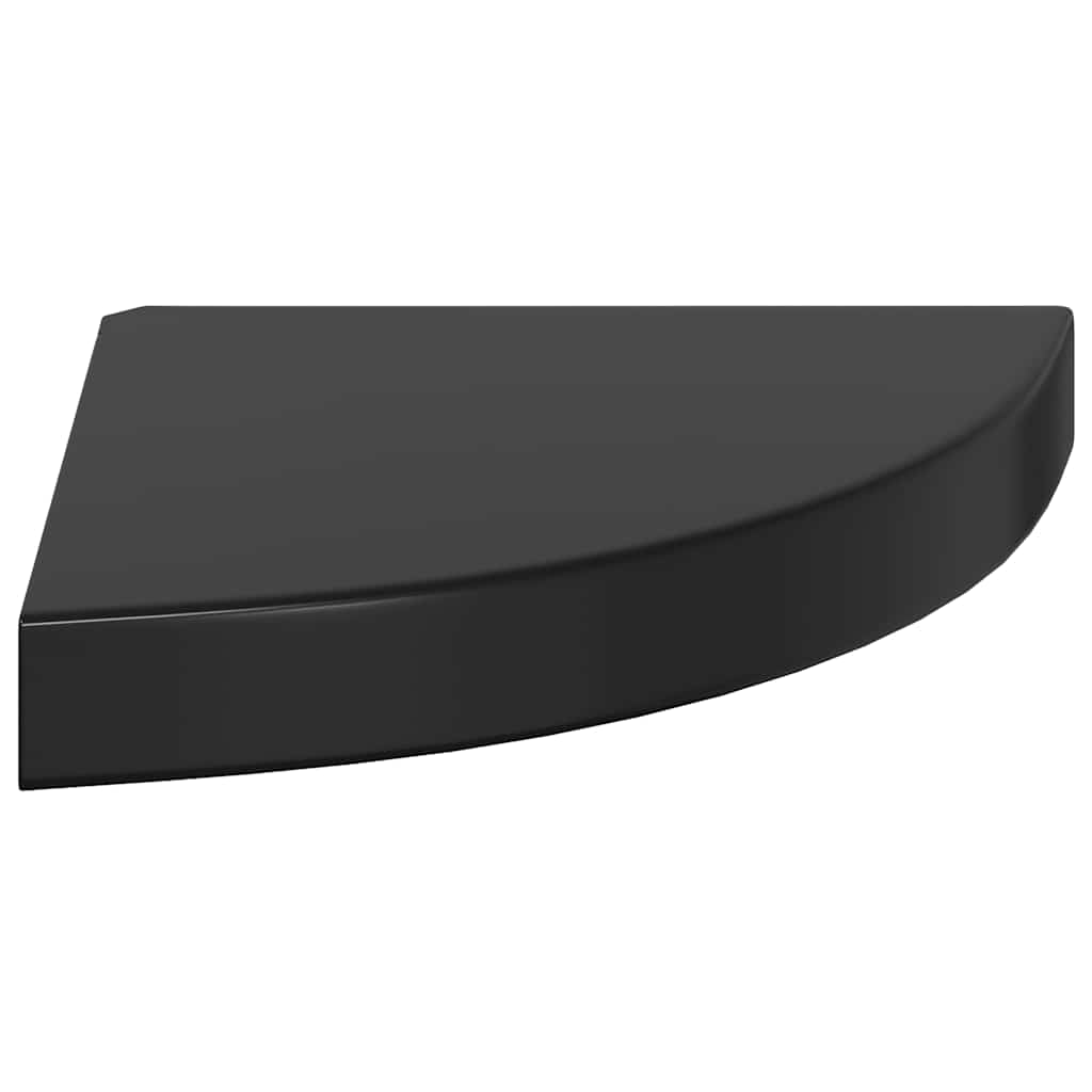 Scaffale Angolare a Parete Nero Lucido 25x25x3,8 cm in MDF | homemem39