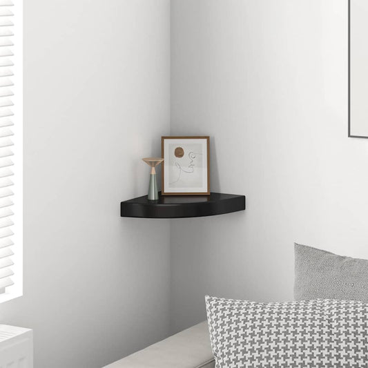 Scaffale Angolare a Parete Nero Lucido 25x25x3,8 cm in MDF | homemem39