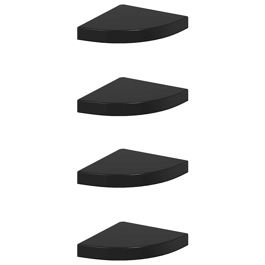 323891 vidaXL Floating Corner Shelves 4 pcs High Gloss Black 25x25x3,8 cm MDF | homemem39