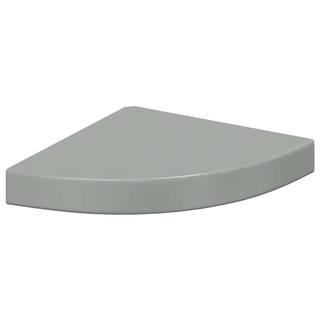 Scaffale Angolare a Parete Grigio Lucido 25x25x3,8 cm in MDF