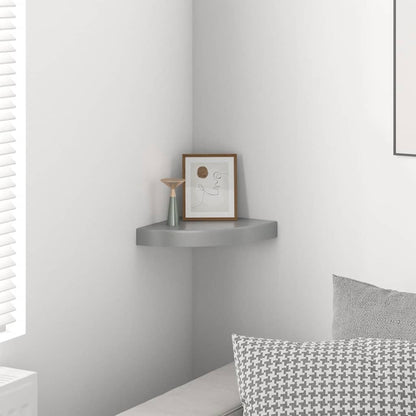 Scaffale Angolare a Parete Grigio Lucido 25x25x3,8 cm in MDF | homemem39