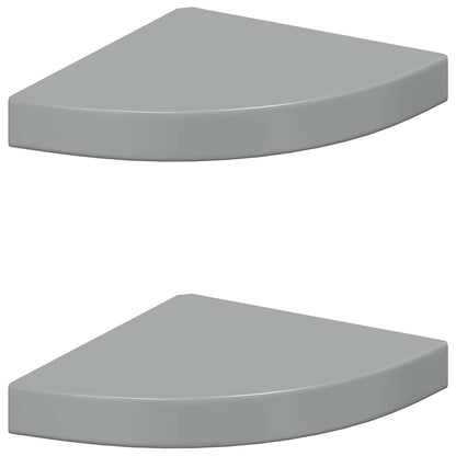 Scaffali Angolari a Parete 2 pz Grigio Lucido 25x25x3,8 cm MDF | homemem39