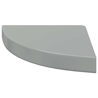 Scaffali Angolari a Parete 2 pz Grigio Lucido 25x25x3,8 cm MDF | homemem39