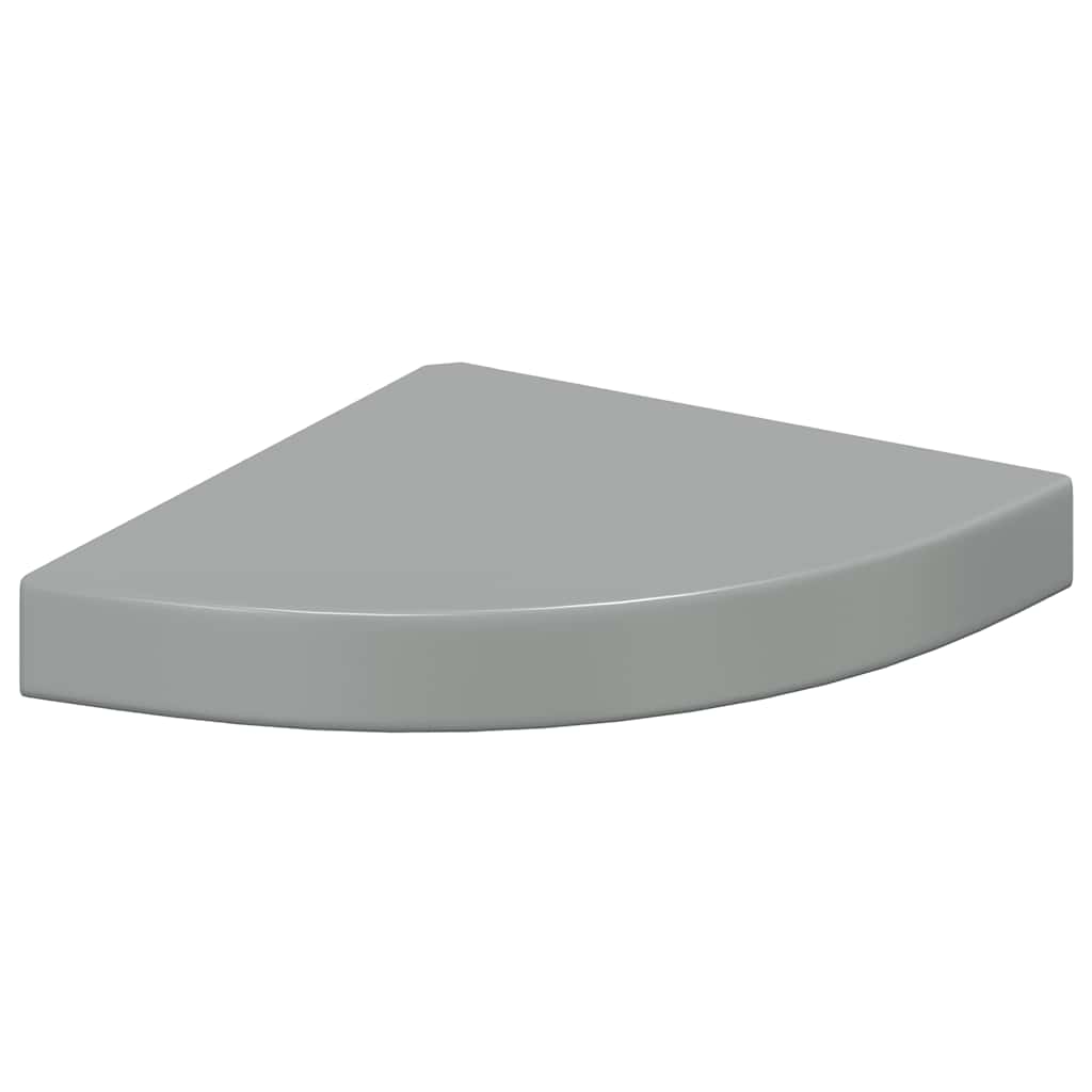 Scaffali Angolari a Parete 4 pz Grigio Lucido 25x25x3,8 cm MDF
