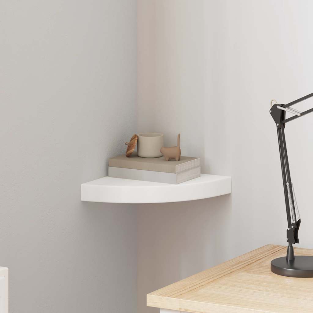 Scaffale Angolare a Parete Bianco 25x25x3,8 cm in MDF | homemem39