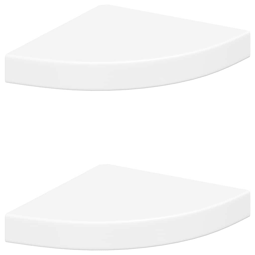 Scaffali Angolari a Parete 2 pz Bianchi 25x25x3,8 cm in MDF | homemem39
