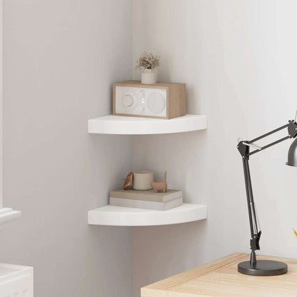 Scaffali Angolari a Parete 2 pz Bianchi 25x25x3,8 cm in MDF | homemem39