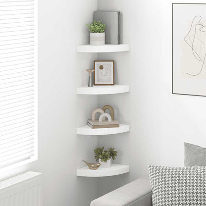 Scaffali Angolari a Parete 4 pz Bianchi 25x25x3,8 cm in MDF | homemem39
