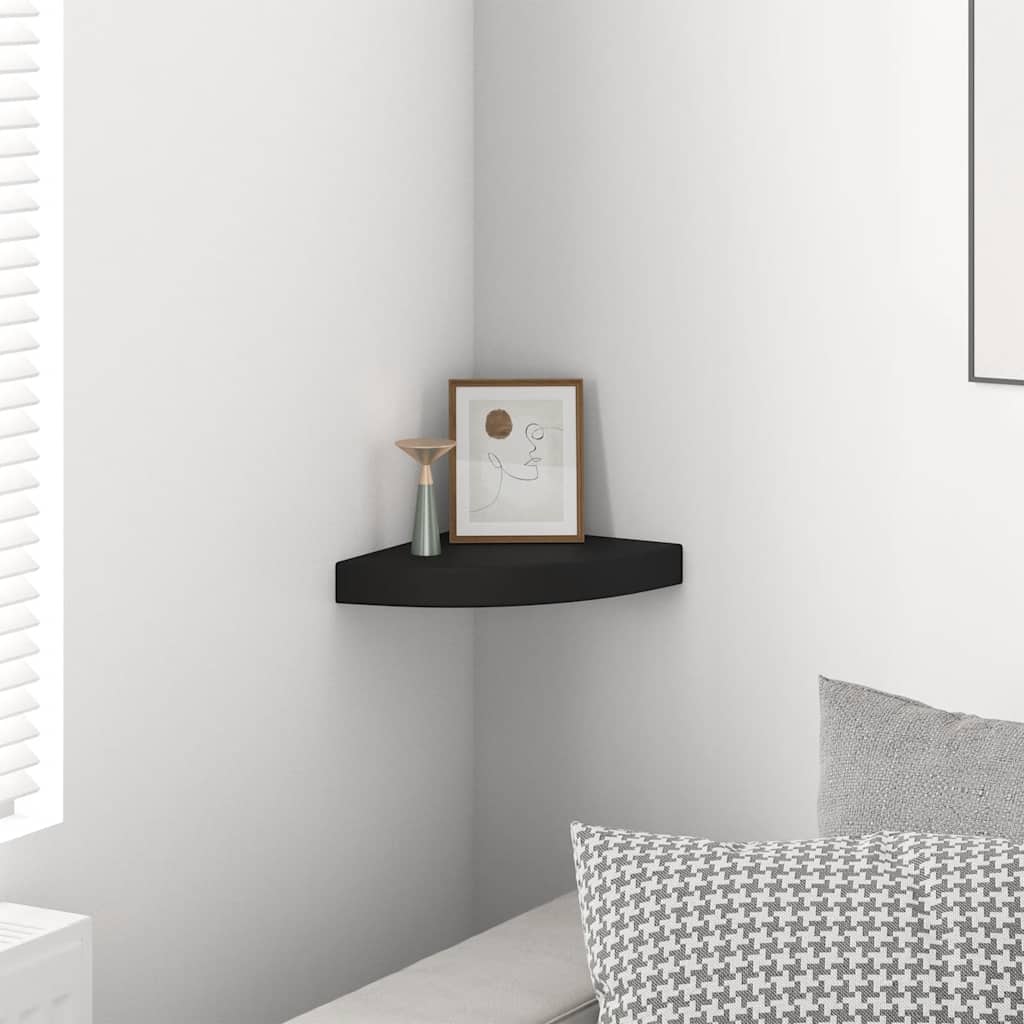 Scaffale Angolare a Parete Nero 25x25x3,8 cm in MDF | homemem39