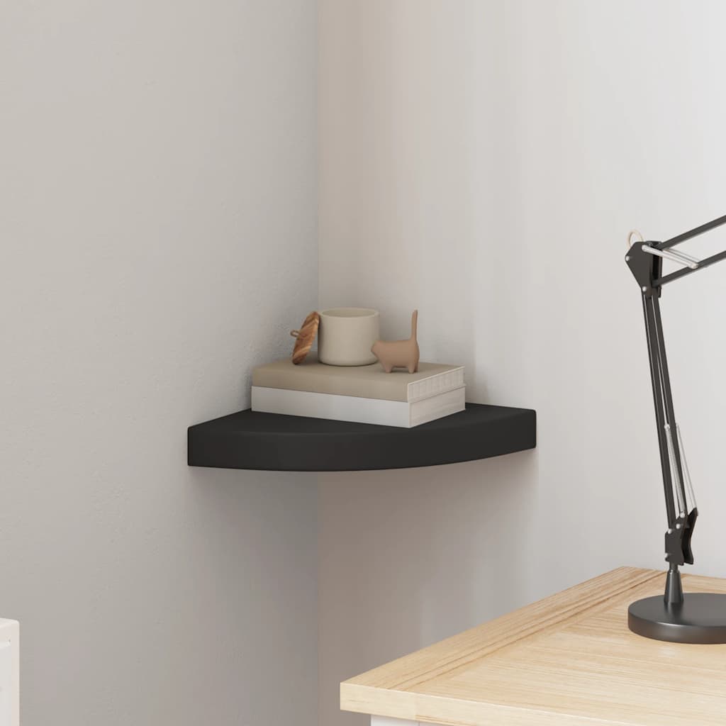Scaffale Angolare a Parete Nero 25x25x3,8 cm in MDF | homemem39