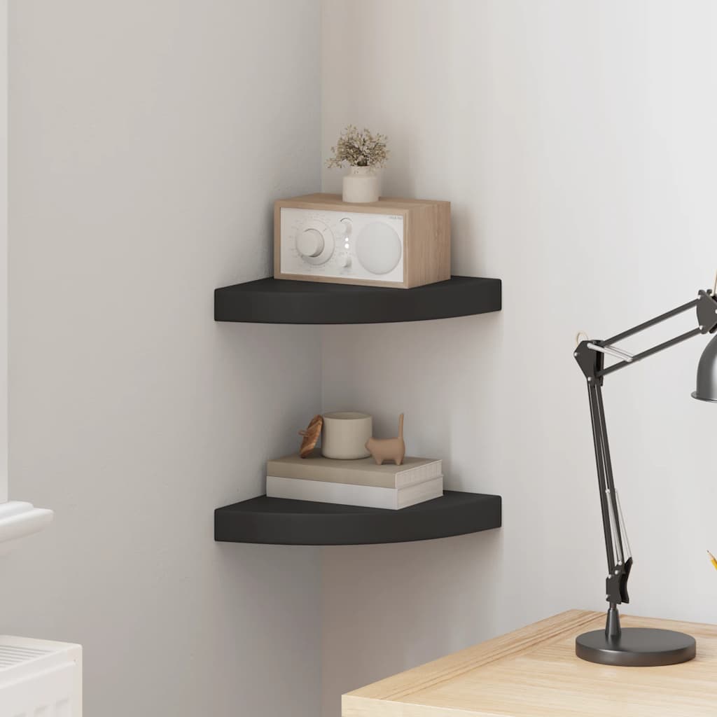 Scaffali Angolari a Parete 2 pz Neri 25x25x3,8 cm in MDF | homemem39