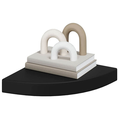 Scaffali Angolari a Parete 4 pz Neri 25x25x3,8 cm in MDF