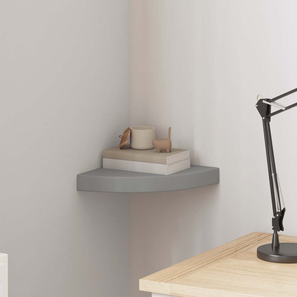Scaffale Angolare a Parete Grigio 25x25x3,8 cm in MDF | homemem39