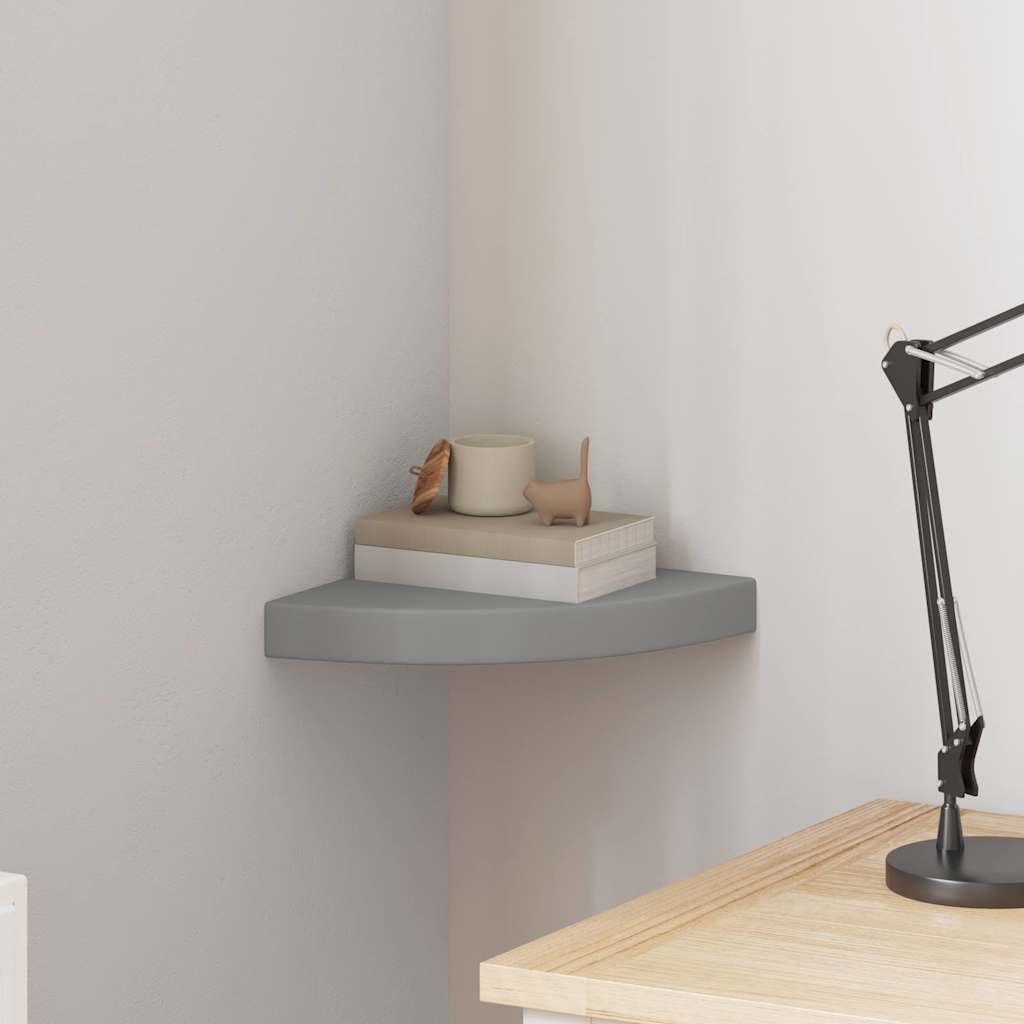Scaffale Angolare a Parete Grigio 25x25x3,8 cm in MDF