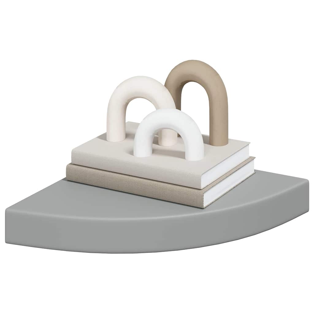 Scaffali Angolari a Parete 4 pz Grigi 25x25x3,8 cm in MDF