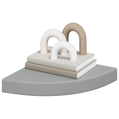 Scaffali Angolari a Parete 4 pz Grigi 25x25x3,8 cm in MDF