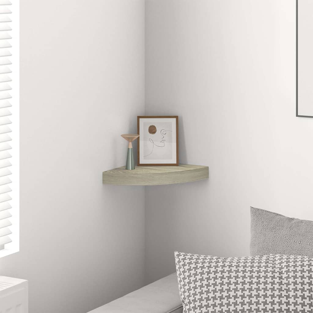 Scaffale Angolare a Parete Rovere 25x25x3,8 cm in MDF
