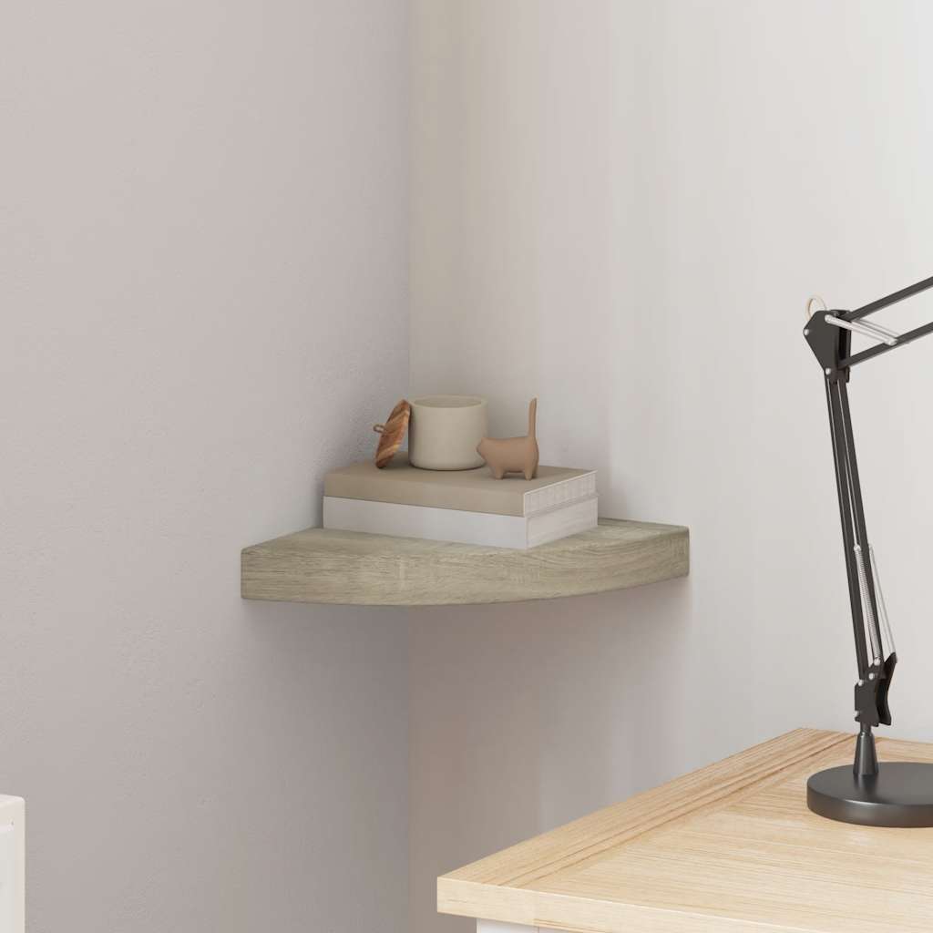 Scaffale Angolare a Parete Rovere 25x25x3,8 cm in MDF | homemem39